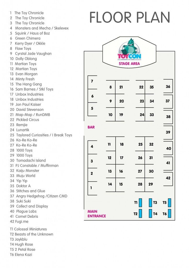 ToyConUK 2016 Artist Floor Plan