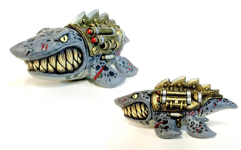 BC Blaster - Jurassic Shark by James Groman One-off custom Vinyl / dry brush acrylic finish $195 (AUD)