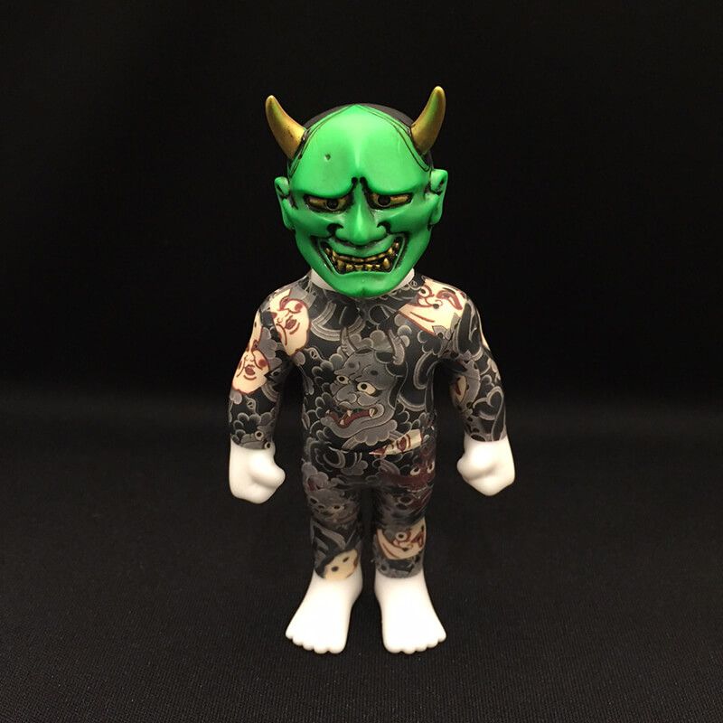 hannya-mask-irezumi-dokuro-man-green-mask-sofubi-by-three-tides-tattoo