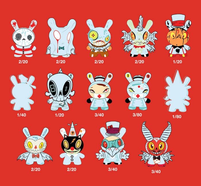 The 13 Dunny Series by Brandt Peters x Kidrobot in GLOW IN