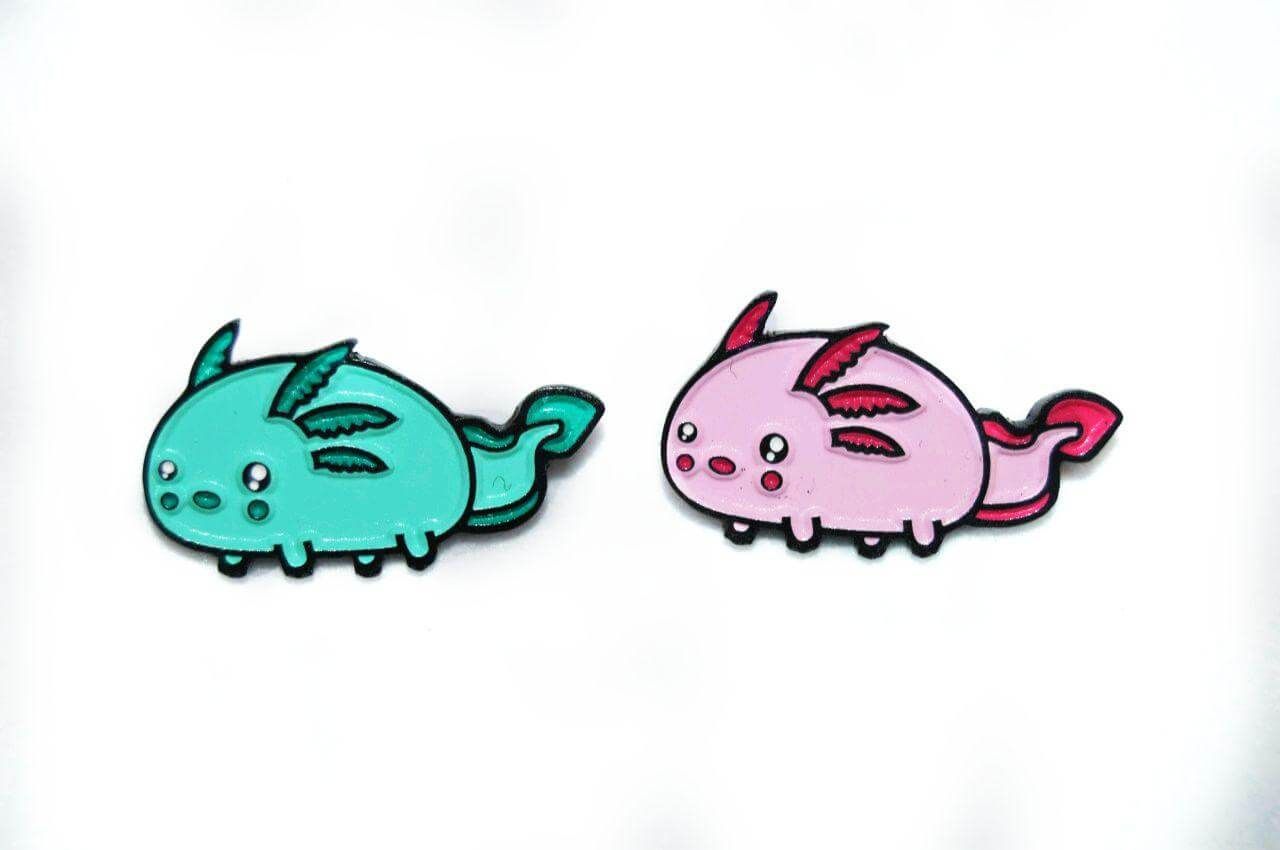 blue pink Panchito axolotl Frankmysterio pin