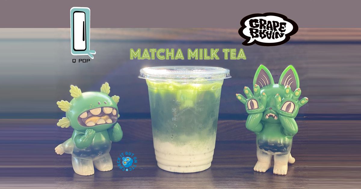 GRAPE BRAIN Matcha Milk Tea Macaroni and Onigiri Q POP