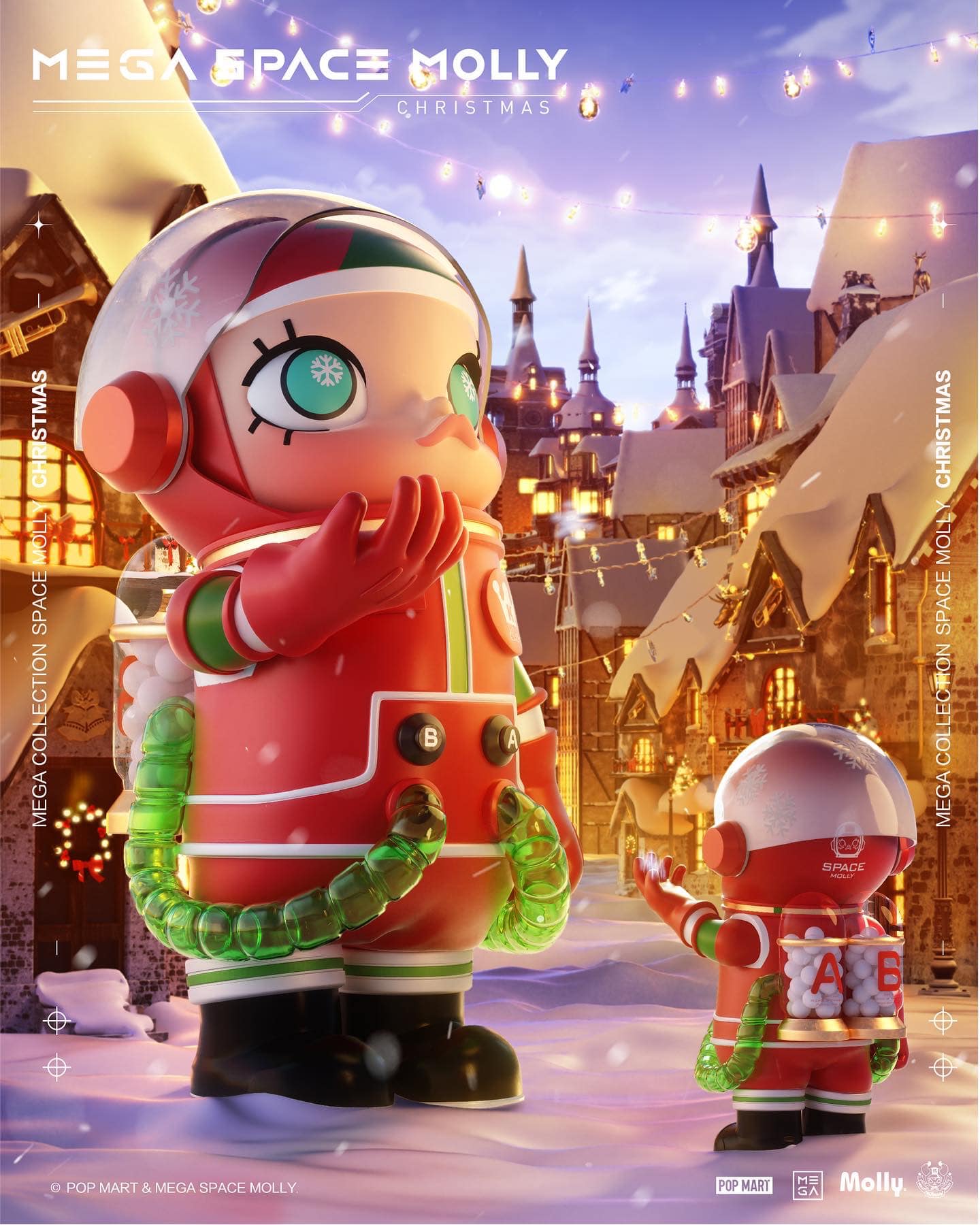 新品 POPMART 1000% SPACE MOLLY CHRISTMAS Pop Mart Mega Collection Space Molly Christmas 1000% Multi