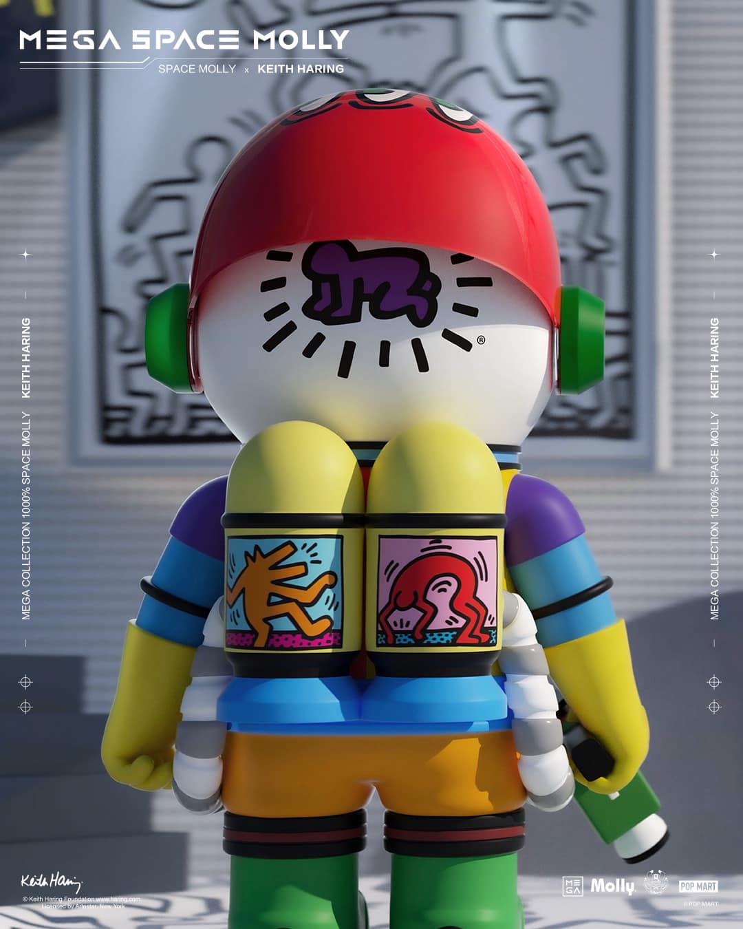 MEGA SPACE MOLLY × KEITH HARING 1000% Keith Haring Mega Space Molly 1000% by Kenny Wong x Pop Mart