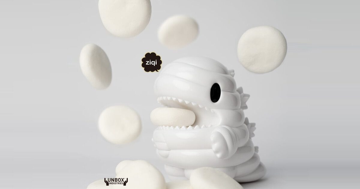 MARSHMALLOW LITTLE DINO By Ziqi Monster Little x Unbox Industries
